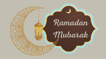 Beige Ramadan Mubarak with Gold Crescent